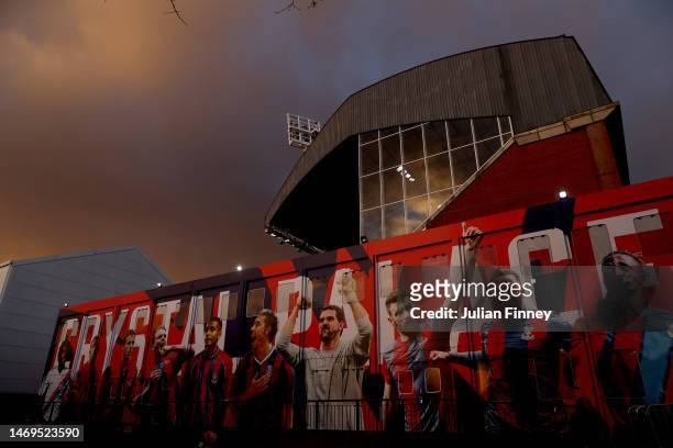 General view outside the stadium prior to the Premier League match between Crystal Palace and Liverpool FC at Selhurst Park on February 25, 2023 in...