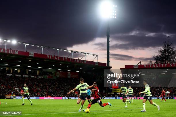 General view of play inside the stadium during the Premier League match between AFC Bournemouth and Manchester City at Vitality Stadium on February...