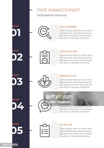 time management infographic template - list infographic stock illustrations