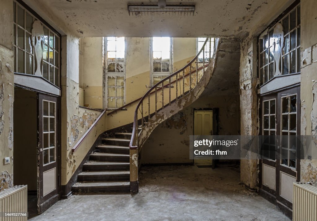 Staircase in an abandoned building
