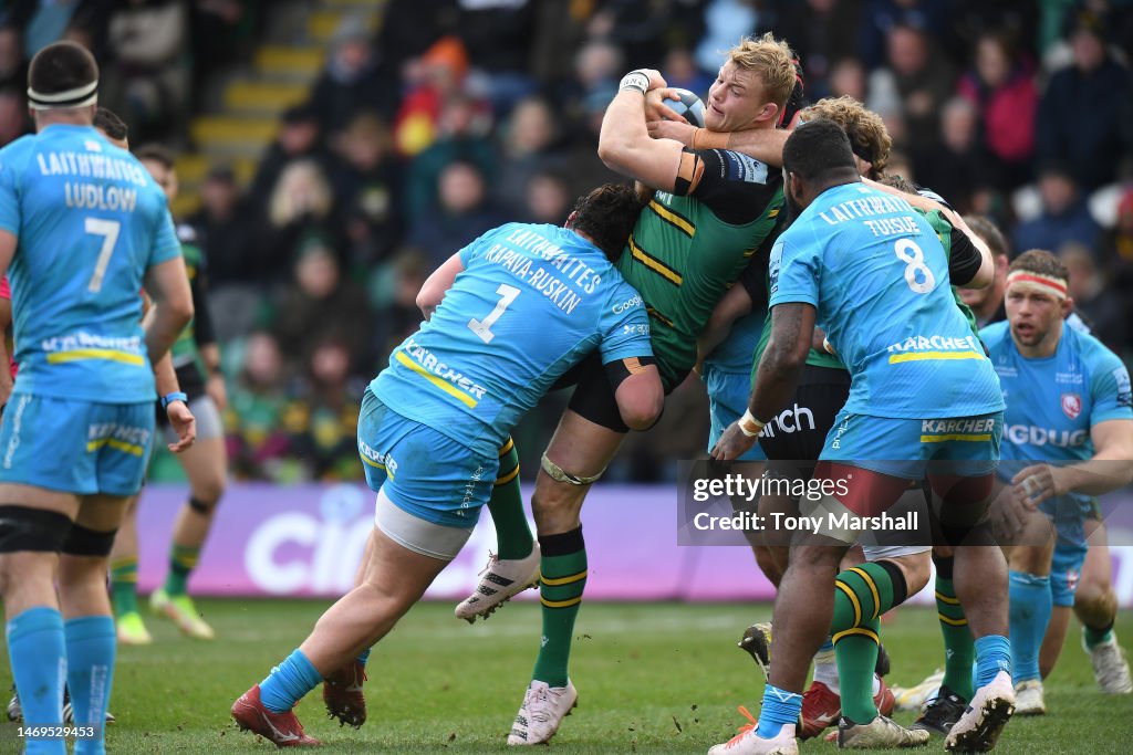 David Ribbans Rugby David Ribbans of Northampton Saints is tackled by Val Rapava - Ruskin ...