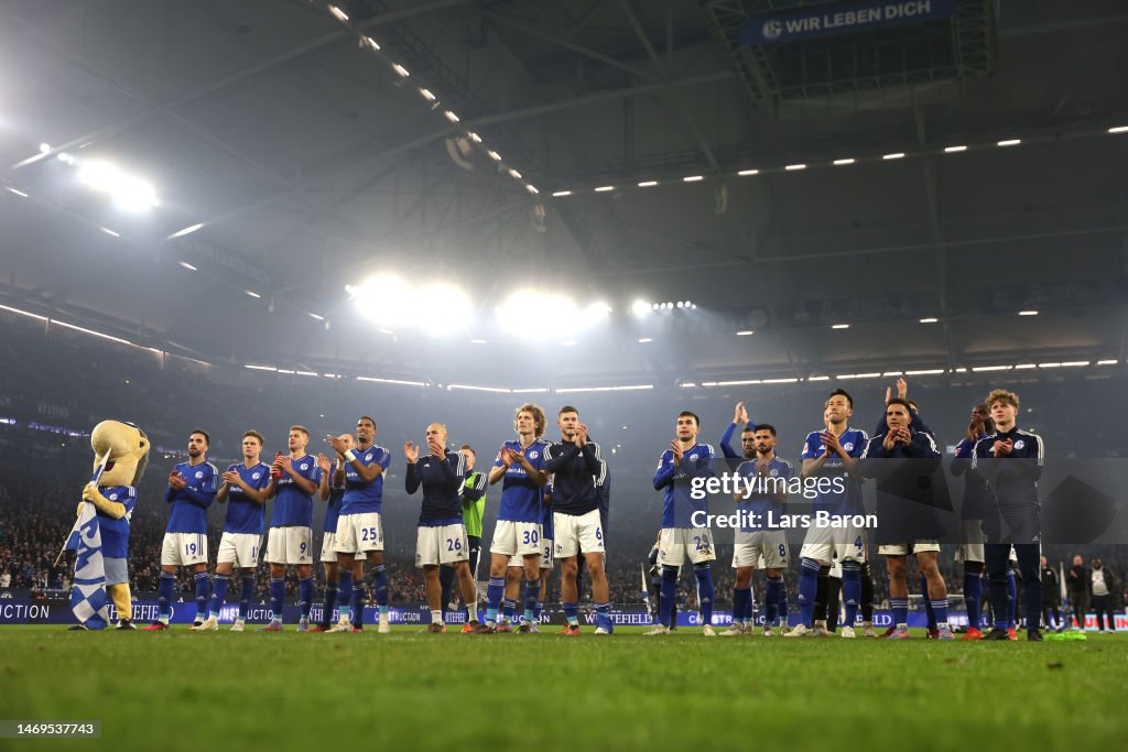 A General View As Players Of FC Schalke 04 Celebrate In Front Of a-general-view-as-players-of-fc-schalke-04-celebrate-in-front-of