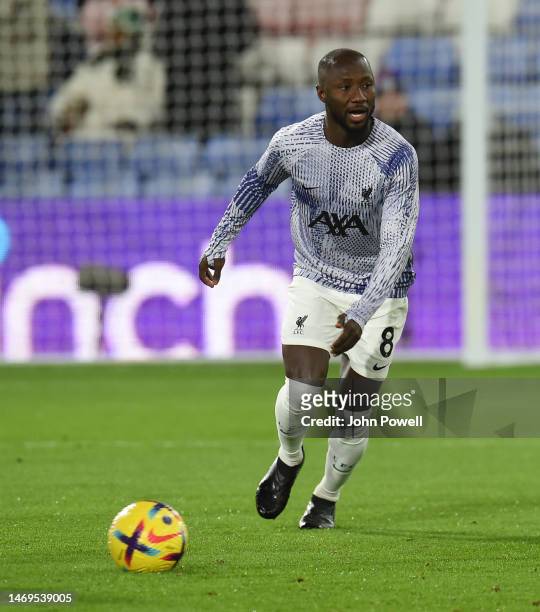 Naby Keita of Liverpool before the Premier League match between Crystal Palace and Liverpool FC at Selhurst Park on February 25, 2023 in London,...
