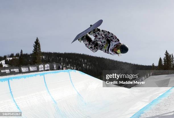 Summer Fenton of Team United States competes during the Women’s Snowboard Superpipe Final on day two of the Dew Tour at Copper Mountain on February...