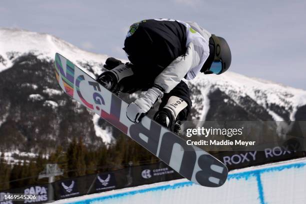 Patti Zhou of Team China competes during the Women’s Snowboard Superpipe Final on day two of the Dew Tour at Copper Mountain on February 25, 2023 in...