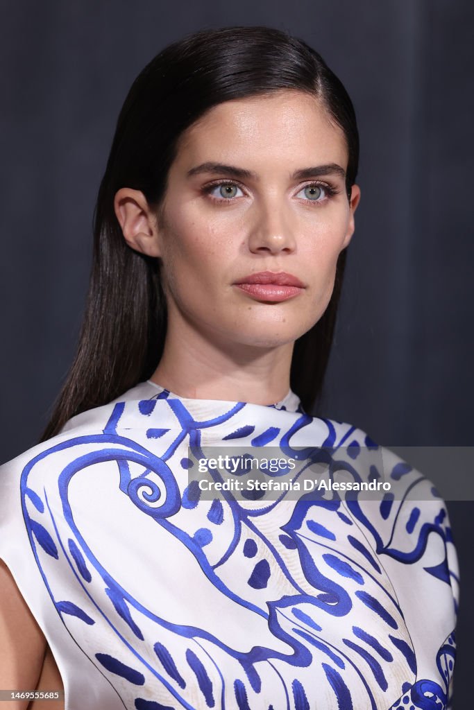 Sara Sampaio is seen on the front row of the Ferragamo fashion show