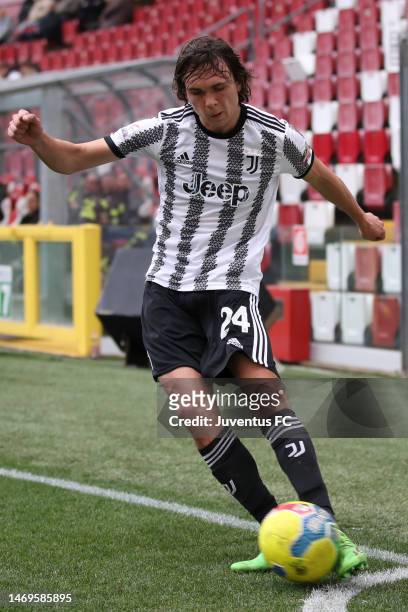 Martin Palumbo of Juventus takes a corner kick during the Serie C match between Triestina and Juventus Next Gen at Stadio Nereo Rocco on February 25,...