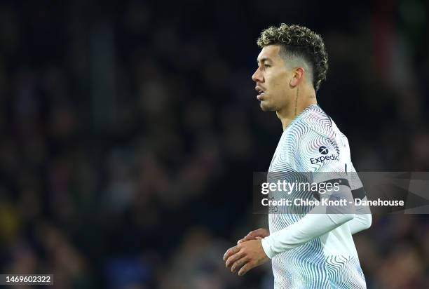 Roberto Firmino of Liverpool looks on during the Premier League match between Crystal Palace and Liverpool FC at Selhurst Park on February 25, 2023...