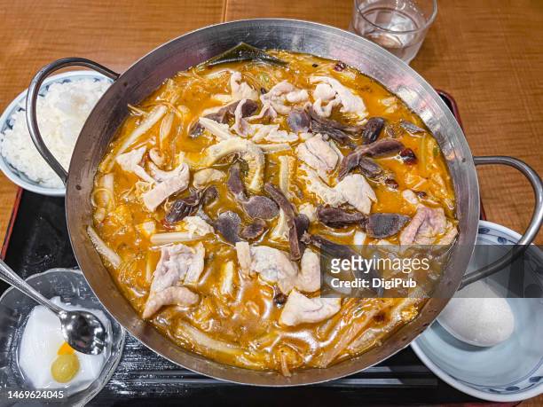 szechwan style spicy offal hotpot teishoku served at hong kong style restaurant in tokyo - szechuan cuisine stock pictures, royalty-free photos & images