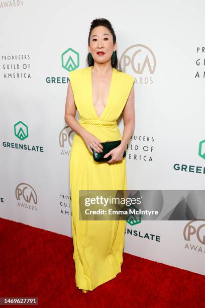 Sandra Oh attends the 2023 Producers Guild Awards at The Beverly Hilton on February 25, 2023 in Beverly Hills, California.