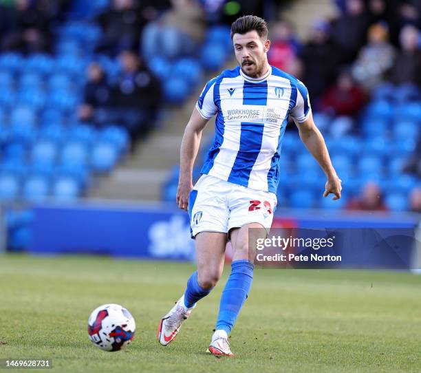 Connor Hall of Colchester United in action during the Sky Bet League Two between Colchester United and Northampton Town at JobServe Community Stadium...