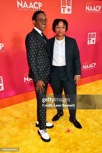 Kendell Long and MacKenzie Foy attend the 54th NAACP Image Awards at Pasadena Civic Auditorium on February 25, 2023 in Pasadena, California.