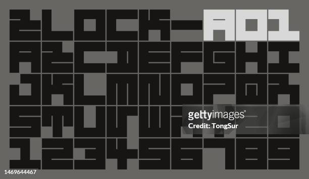 block - a01 font - alphabet and numbers - thailand 幅插畫檔、美工圖案、卡通及圖標