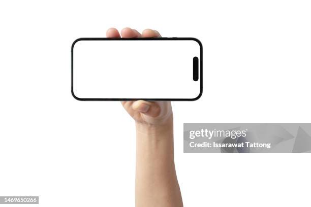 smartphone in female hands taking photo isolated on white blackground - black blackground stock pictures, royalty-free photos & images