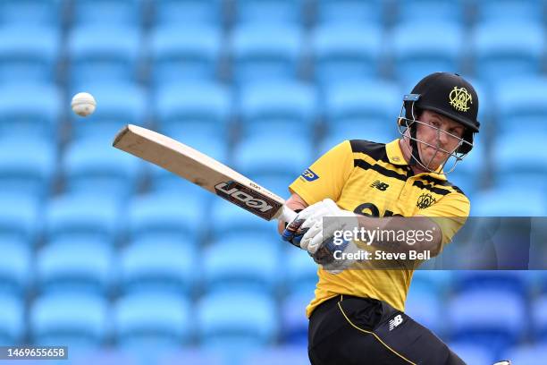 Arcy Short of Western Australia bats during the Marsh One Day Cup match between Tasmania and Western Australia at Blundstone Arena, on February 26 in...