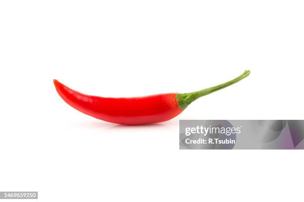 red chili pepper isolated on white background - chili pepper on white stock pictures, royalty-free photos & images