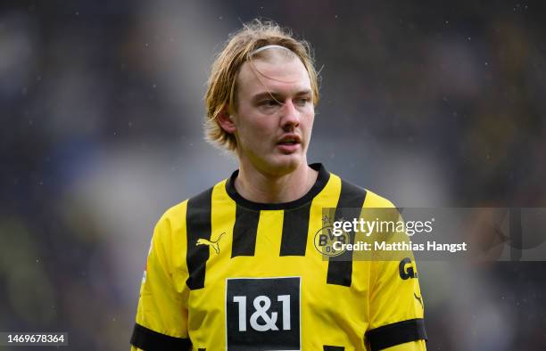 Julian Brandt of Borussia Dortmund in action during the Bundesliga match between TSG Hoffenheim and Borussia Dortmund at PreZero-Arena on February...