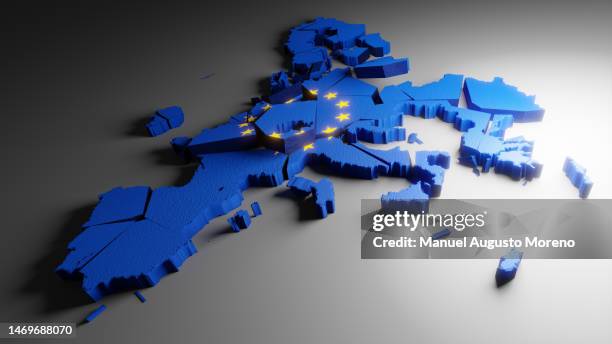 shattered map of the european union - eurozone stockfoto's en -beelden