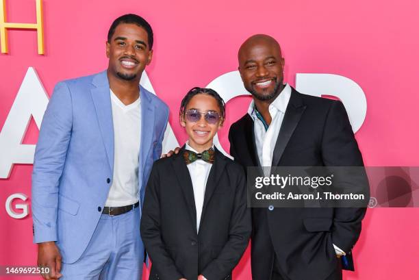 Guest, Walker Nathaniel Diggs, and Taye Diggs arrive to the 54th Annual NAACP Image Awards at Pasadena Civic Auditorium on February 25, 2023 in...