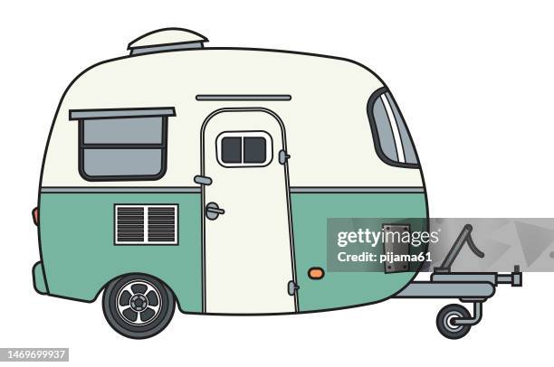 caravan. side view - trailer home stock illustrations