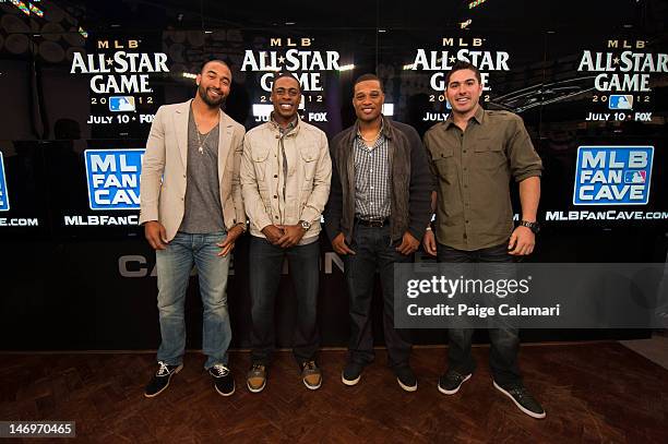 Los Angeles Dodgers Matt Kemp, New York Yankees Curtis Granderson and Robinson Cano and Tampa Bay Rays Matt Joyce pose during the MLB All-Star...