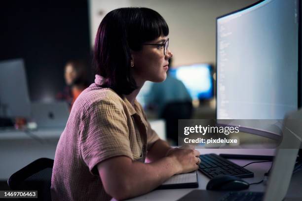 Software Developer Computer Girl 49 Girl With Glasses Developer Stock Photos, High-Res Pictures, and ...