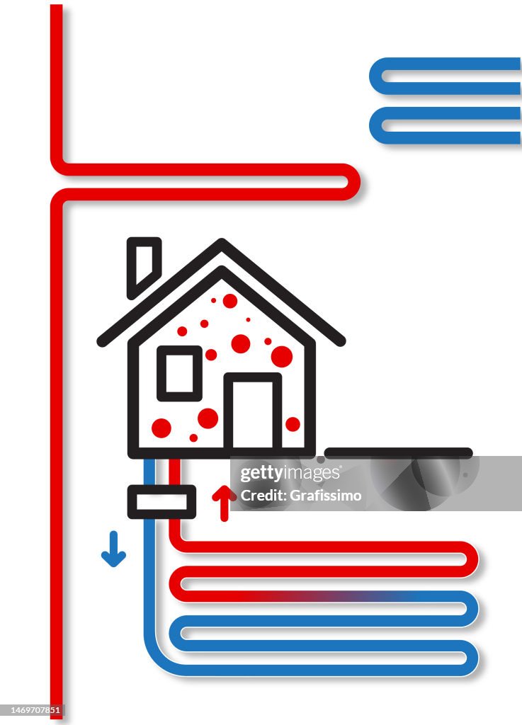 Geothermal heat pump installation infographic illustration