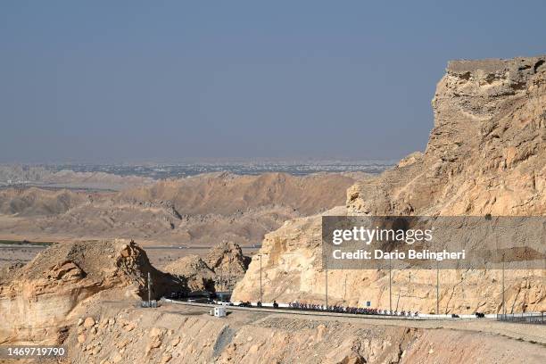 General view of the peloton climbing to Jebel Hafeet during the 5th UAE Tour 2023, Stage 7 a 153km stage from Hazza Bin Zayed Stadium to Jebel Hafeet...