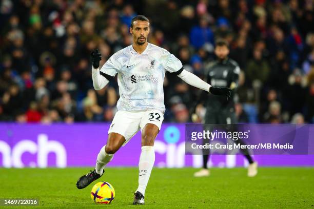 Joel Matip of Liverpool in action during the Premier League match between Crystal Palace and Liverpool FC at Selhurst Park on February 25, 2023 in...