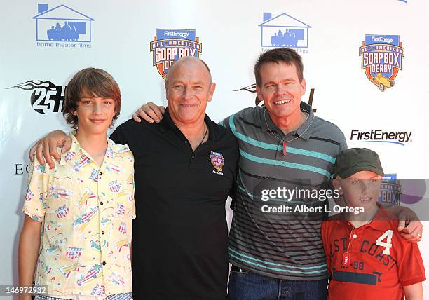 Actor Finley Bernsen, actor/director Corbin Bernsen, producer Bobby Downes and son arrive for "25 Hill" - Los Angeles Premiere And Soap Box Race held...