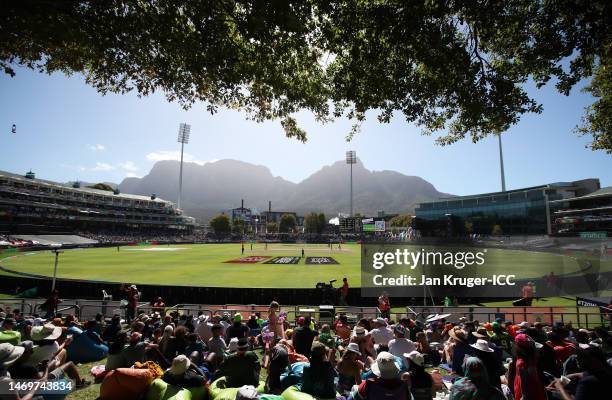 General view of play during the ICC Women's T20 World Cup Final match between Australia and South Africa at Newlands Stadium on February 26, 2023 in...