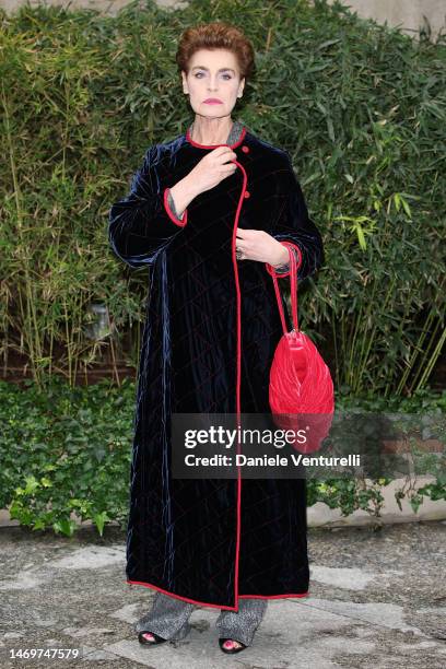 Antonia Dell'Atte is seen on the front row of the Giorgio Armani fashion show during the Milan Fashion Week Womenswear Fall/Winter 2023/2024 on...