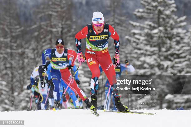 Johannes Hoesflot Klaebo of Team Norway competes in the Men's Final during the Cross-Country Team Sprint at the FIS Nordic World Ski Championships...