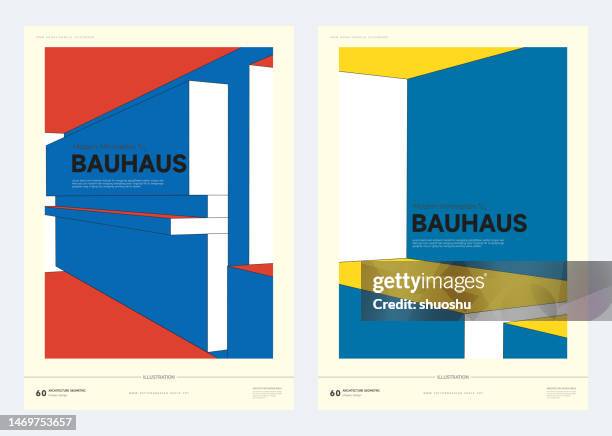 illustrazioni stock, clip art, cartoni animati e icone di tendenza di bauhaus moderno minimalismo architettura struttura modello copertina modello - bauhaus