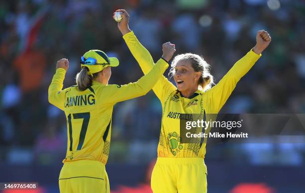 Meg Lanning and Ashleigh Gardner of Australia celebrates after winning the ICC Women's T20 World Cup following the ICC Women's T20 World Cup Final...