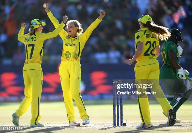 Meg Lanning and Ashleigh Gardner of Australia celebrates after winning the ICC Women's T20 World Cup following the ICC Women's T20 World Cup Final...