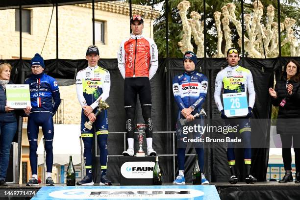 David Gaudu of France and Team Groupama – FDJ Green trophy, Rui Costa of Portugal and Team Intermarché – Circus – Wanty on second place, race winner...