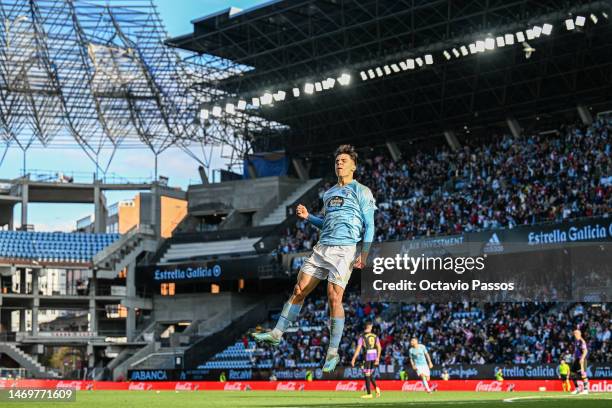 Gabri Veiga of RC Celta celebrates after scores his sides third goal during the LaLiga Santander match between RC Celta and Real Valladolid CF at...