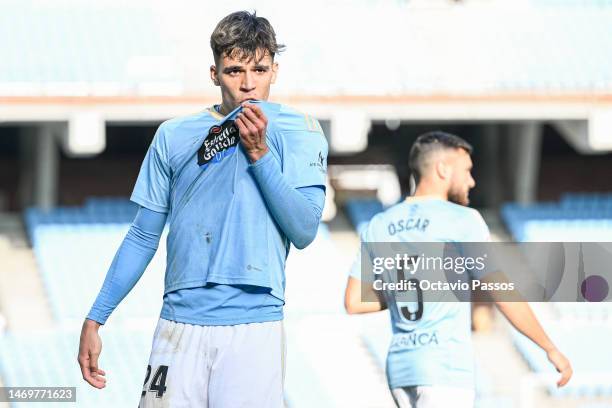 Gabri Veiga of RC Celta celebrates after scores his sides third goal during the LaLiga Santander match between RC Celta and Real Valladolid CF at...