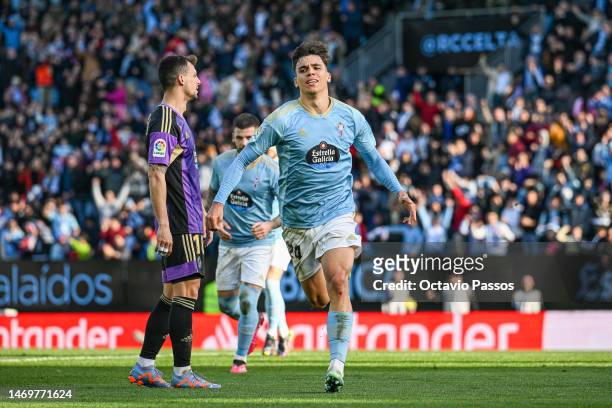 Gabri Veiga of RC Celta celebrates after scores his sides third goal during the LaLiga Santander match between RC Celta and Real Valladolid CF at...