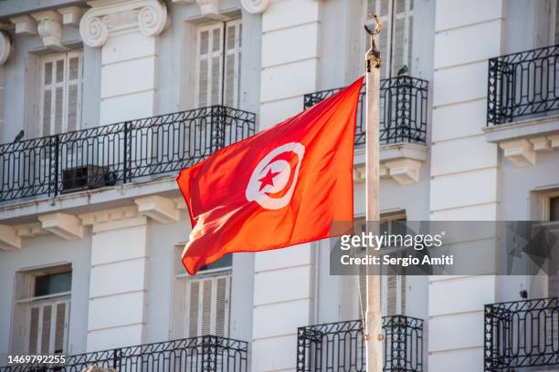 tunisian flag - tunesien stock-fotos und bilder