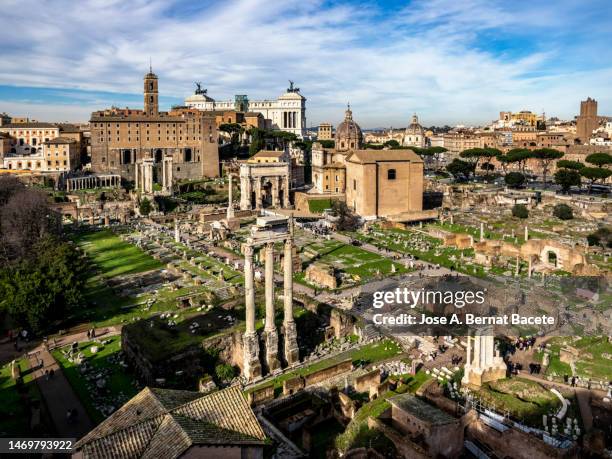 general view of the roman forum, rome, italy - roman forum stock pictures, royalty-free photos & images