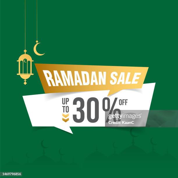 ramadan kareem  sale tag. muslim ornamental hanging lantern. greeting card islamic celebration background for graphic design vector stock illustration - eid sky stock illustrations