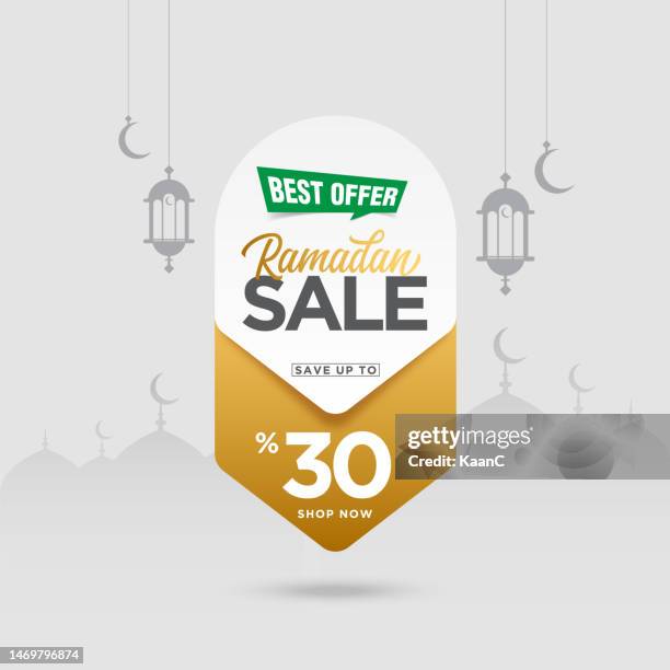 ramadan kareem  sale tag. muslim ornamental hanging lantern. greeting card islamic celebration background for graphic design vector stock illustration - lantern stock illustrations