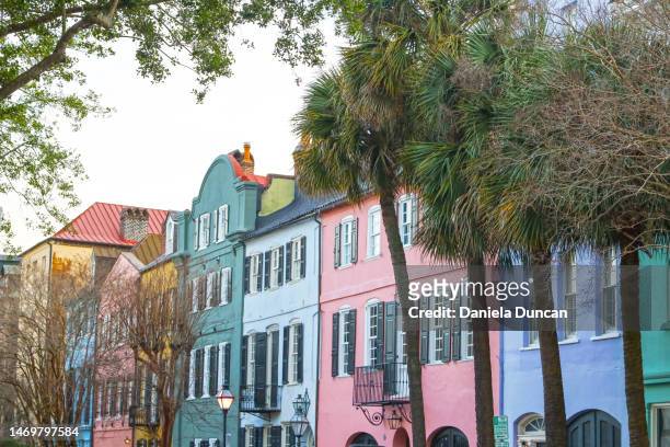 rainbow row, downtown charleston - the charleston stock pictures, royalty-free photos & images