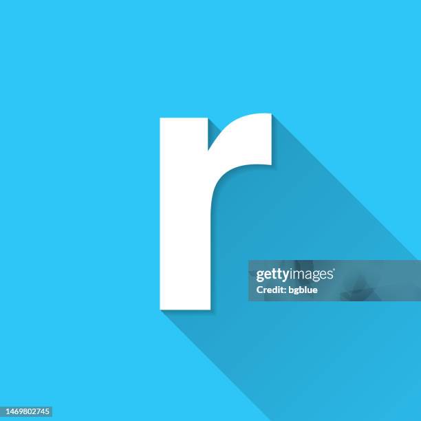 letter r. icon on blue background - flat design with long shadow - r logo stock illustrations