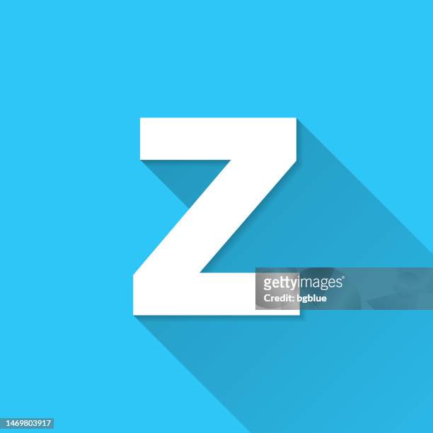letter z. icon on blue background - flat design with long shadow - letter z stock illustrations