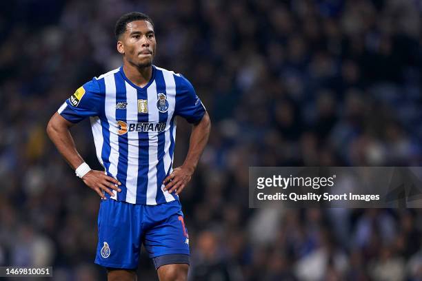 Danny Namaso of FC Porto reacts during the Liga Portugal Bwin match between FC Porto and Gil Vicente at Estadio do Dragao on February 26, 2023 in...