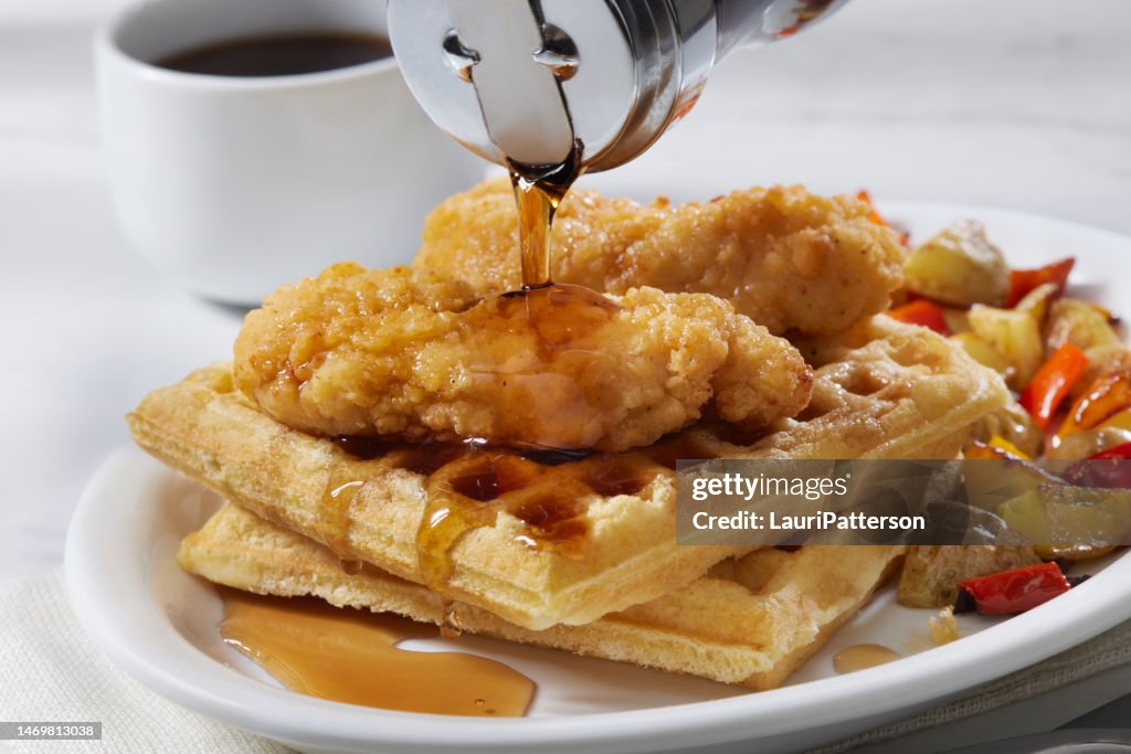 Fried Chicken Tenders with Buttermilk Waffles
