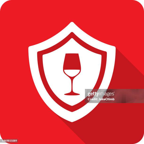 shield wine glass icon silhouette - bar drink establishment stock illustrations